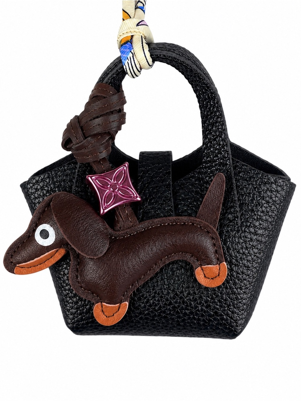 Bag Charm with Dark Brown Wiener Dog